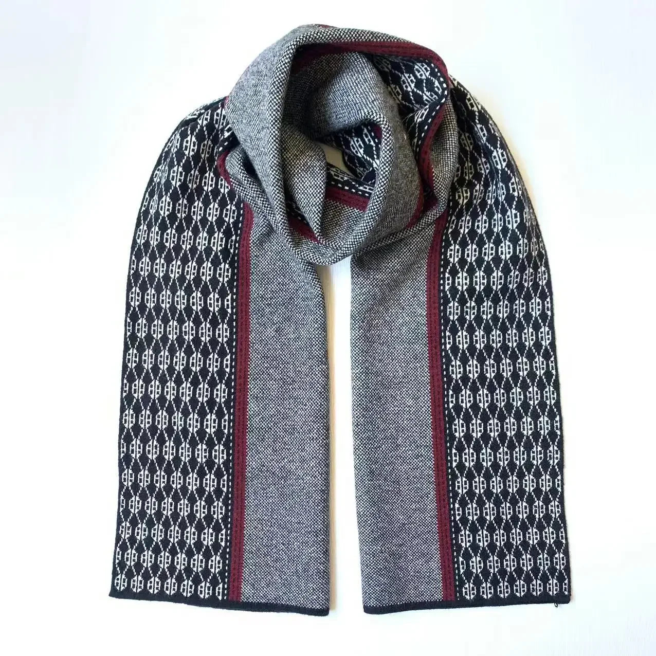 New Chic Scarf Men Autumn and Winter Cashmere Long Business Muffler Male Jacquard Thermal Wool Thick Knit Scarf Gents Cold Day